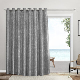 Prower Forest Hill Patio Woven Floral Room Darkening Thermal Grommet Single Curtain Panel Curtain Color: Ash Gray, Size per Panel: 108" W x 96" L