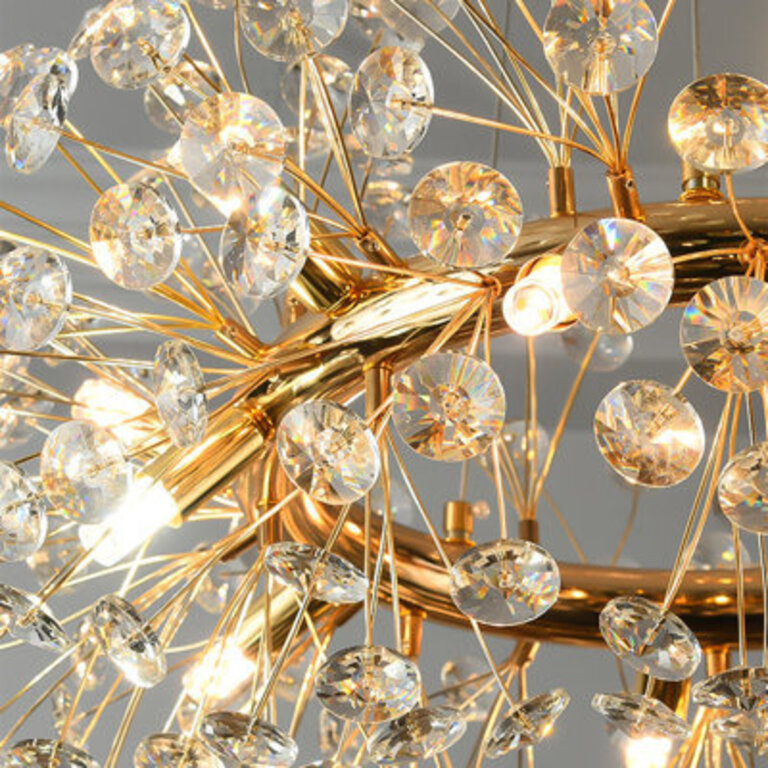 Dandelion Ring Crystal Chandelier And Gold Adjustable Celing Light