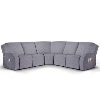 Wald 5-Pieces Oversized Recliner Couch Covers With Pockets For Reclining L Shape Sofa Fabric Type: Light Gray