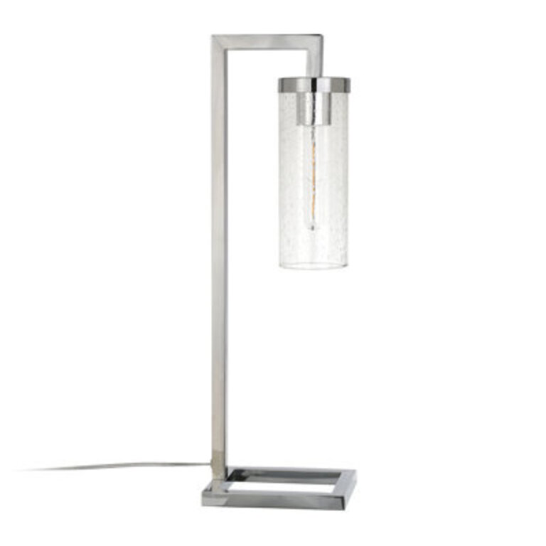Sassan 26" Desk Lamp Base Color: Polished Nickel, Shade Color: Seeded Glass