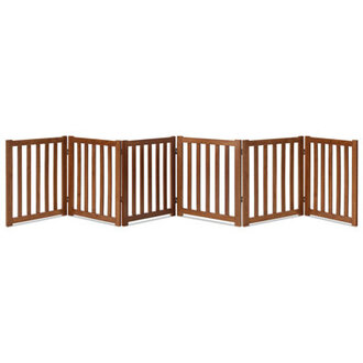 Wooden Free Standing Pet Gate Size: 120"W, Finish: Dark Brown