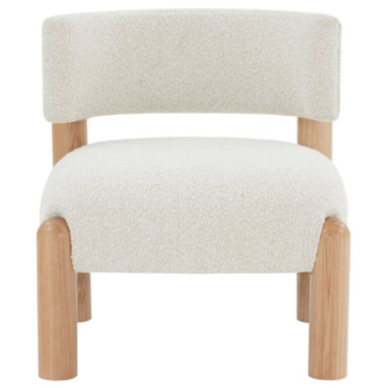 Lilou 25.8" W Barrel Chair Fabric: Natural Frame/Cream Boucle