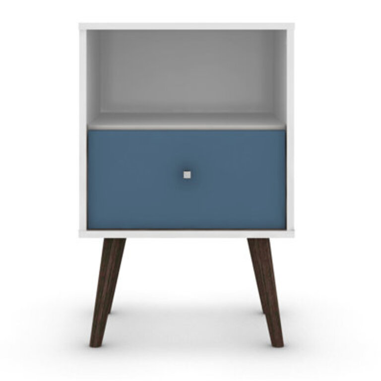 Darryl 1 - Drawer Nightstand Color: White/Aqua Blue