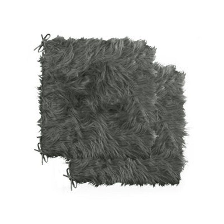 Laredo Faux Sheepskin Fur Seat Cushions 17" x 17" Fabric: Gray
