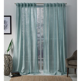 Leon Semi-Sheer Curtain Panel Pair Curtain Color: Seafoam, Size per Panel: 54" W x 84" L
