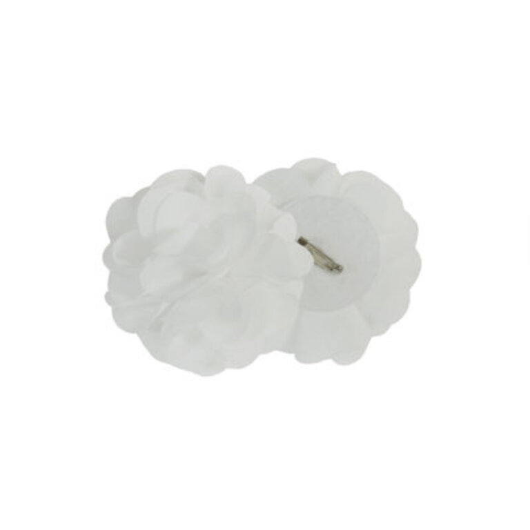 Rosette Floral Embellished Cuff Tab Top Solid Curtain Panel Size per Panel: 50"W x 95"L, Curtain Color: White