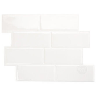 Peel and Stick Gel Backsplash Tile Metro 12'' x 8'' (Set of 4) Color: White