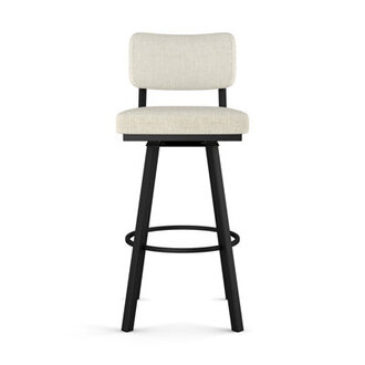 Amoriah Swivel Counter & Bar Stool Seat Height: Bar Stool (30.75" Seat Height), Upholstery: Light Beige, Frame Color: Black