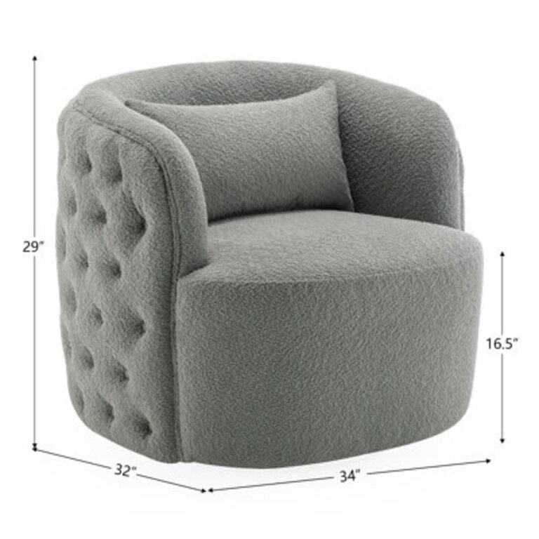 Arijit 34" Wide Boucle Tufted Swivel Armchair Fabric: Light Gray Polyester Blend