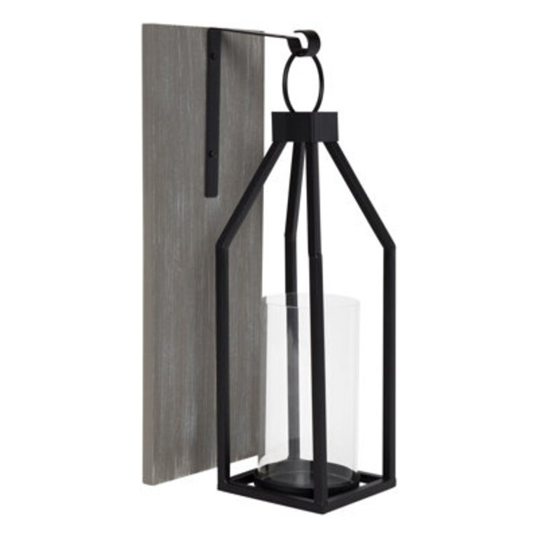 18.75" Metal/Wood/Glass Wall Sconce Color: Gray