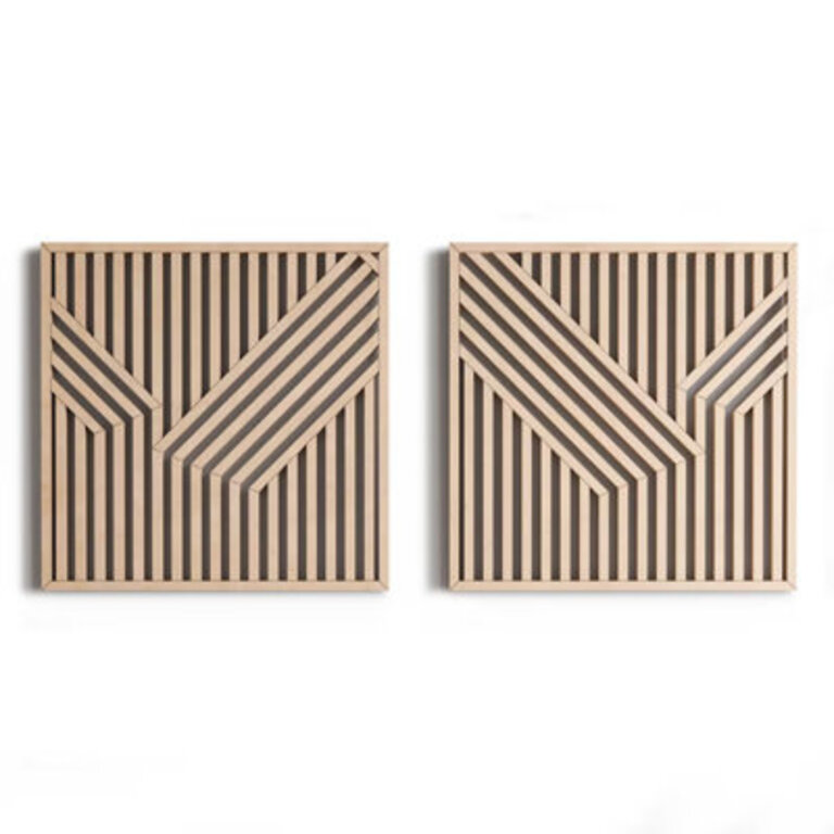 Abstract Wood Wall Art Set- Modern Geometric Wooden Wall Hangings- Large Wood Wall Art Set Of 2 Size: 11.63" H x 24" W x 0.73" D