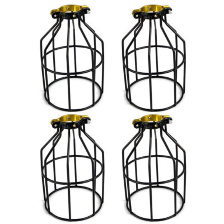 4-Pieces Industrial Style Metal Drum Pendant Lamp Shade Color: Black, Size: 7.5” H x 4.7” W x 5.2” D