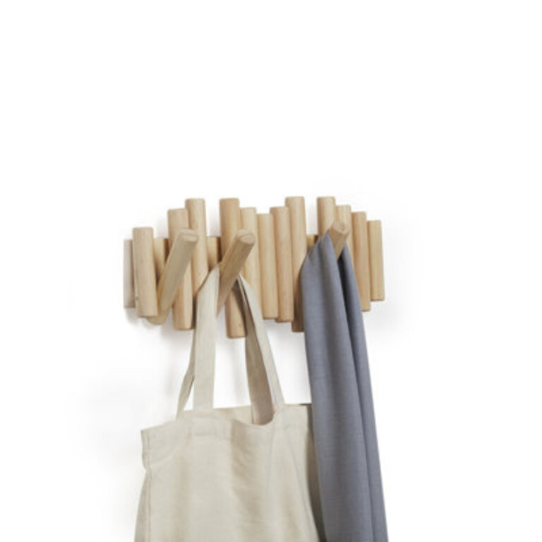 Picket 5 - Hook Wall Mounted Coat Rack Colour: Natural Wood