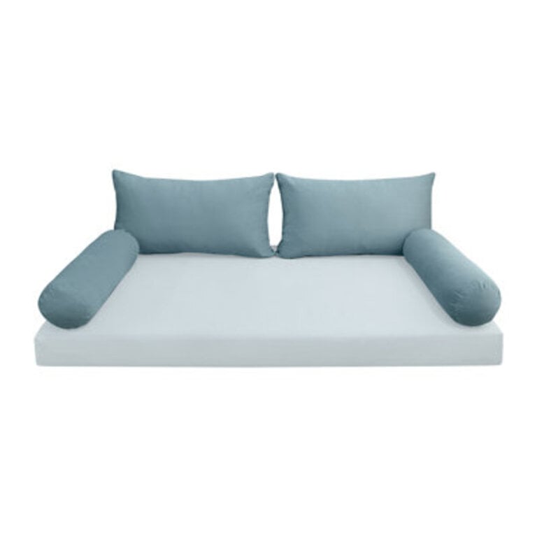 STYLE V2 Twin Velvet Knife Edge Indoor Daybed Bolster Pillow |COVER ONLY| AD304 Upholstery Color: Light Blue Velvet