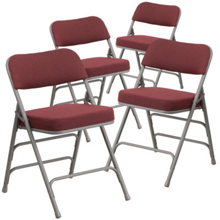Hurshid Curved Triple Braced & Hinged Fabric Upholstered Metal Folding Chair Color: Burgundy
