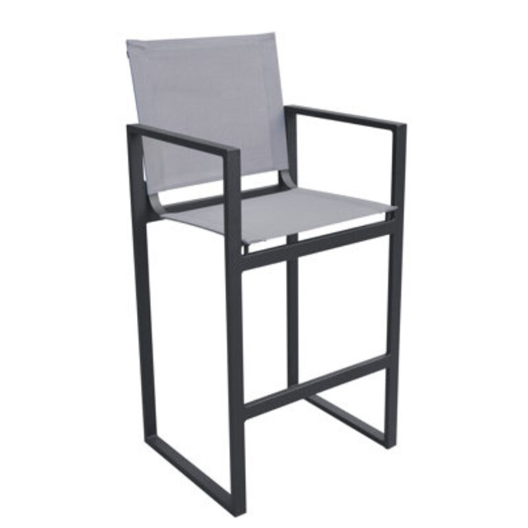 Alex Patio Bar Stool Seat Height: 21.7", Frame Color/Seat Color: Black/Gray