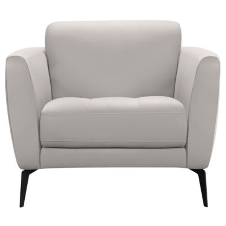 Rankins 37.75" Wide Tufted Genuine Leather Armchair Body Fabric: Off White Genuine Leather