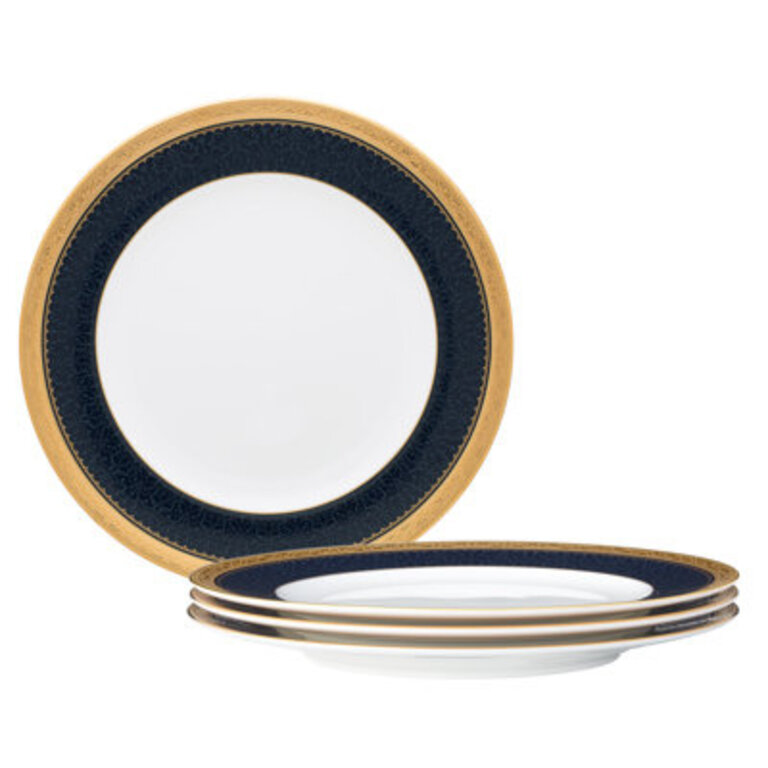 Noritake Odessa Cobalt Platinum Set Of 4 Salad Plates, 8-1/2" Color: Gold