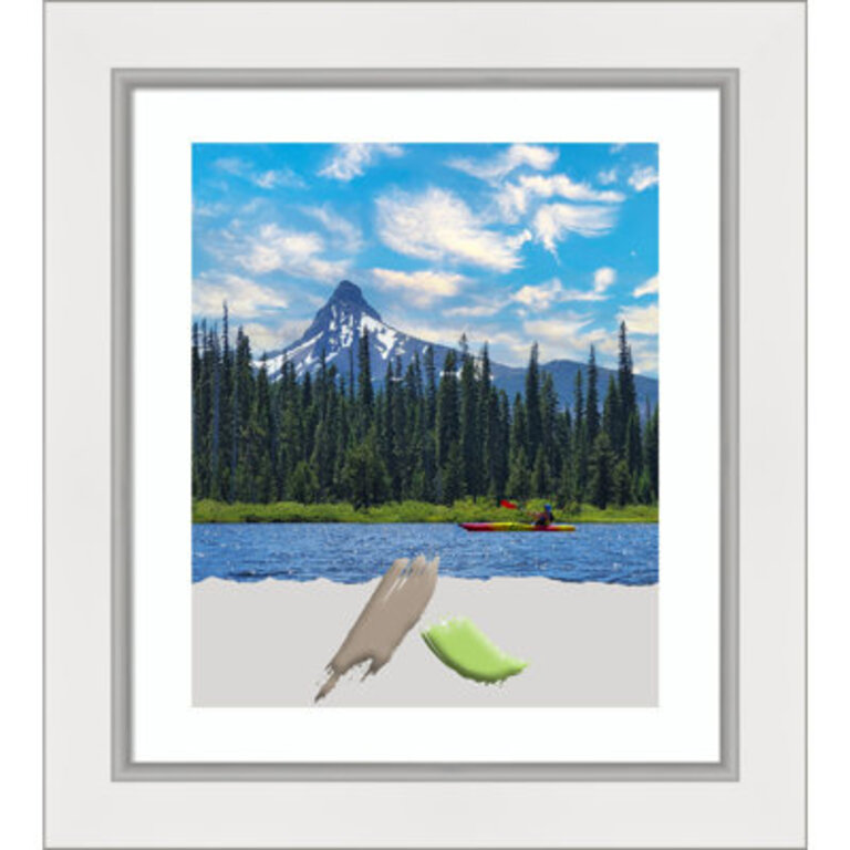 Maysville Black Silver Thin Picture Frame, Photo Frame, Art Frame Color: White/Silver, Picture Size (Without Mat): 20" x 24"