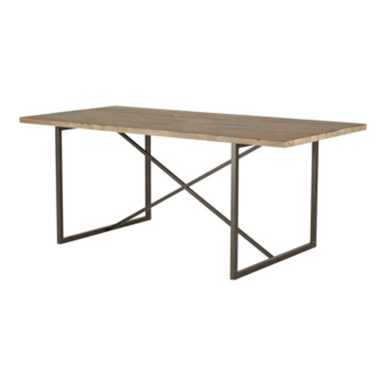Lopez 75" Solid Wood Dining Table Color: Light Brown/Aged Bronze