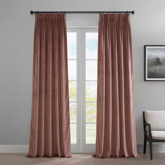 French Pleat Heritage Velvet Room Darkening Curtains For Bedroom & Living Room Curtains (1 Panel) Size per Panel: 25" W x 96" L, Curtain Color: Wild Rose