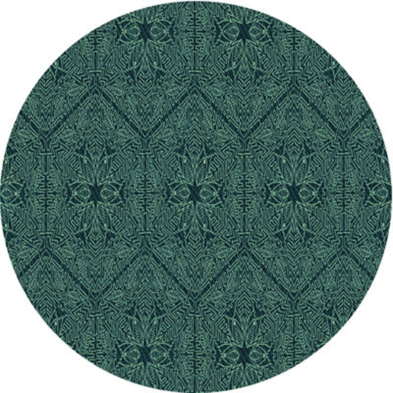 Amisha Geometric Green Area Rug Rug Size: Round 6'