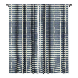 Deny Designs Little Arrow Design Co Block Print Tile Neutral Blackout Window Curtain 50.0" X 120.0" 81157 Curtain Color: Blue, Size per Panel: 50" W x 63" L