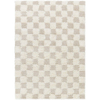 Molly Checkered Machine Woven Polypropylene Area Rug in Cream/Light Beige Rug Size: Rectangle 7'10" x 10'2"
