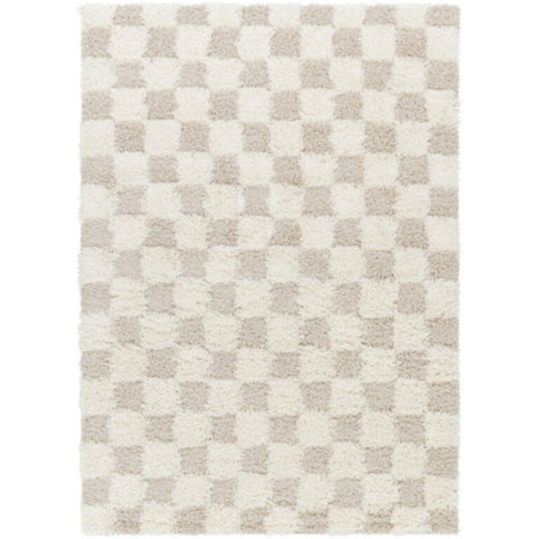 Molly Checkered Machine Woven Polypropylene Area Rug in Cream/Light Beige Rug Size: Rectangle 7'10" x 10'2"