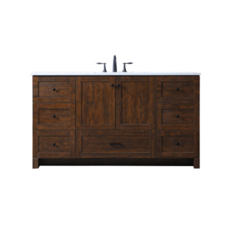 Amely 60'' Single Bathroom Vanity with Engineered Marble Top Base Finish: Expresso