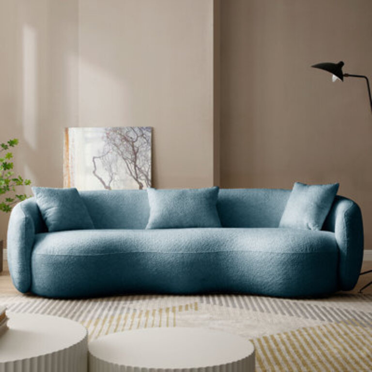 Yazgur 93.6" Upholstered Sofa Fabric: Blue Polyester Blend