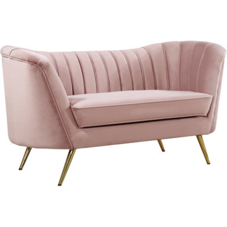 Tiberius 65" Velvet Flared Arm Loveseat Upholstery Color: Velvet Pink