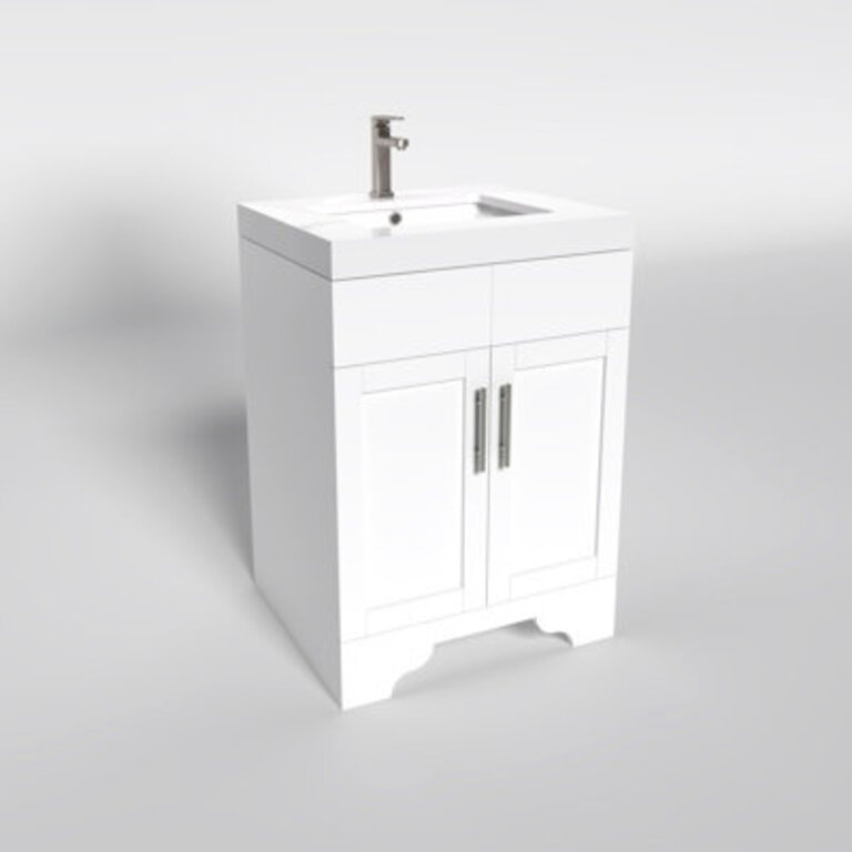 Aurilla 24" Single Sink Freestanding Bathroom Vanity with Top Base Finish: White
