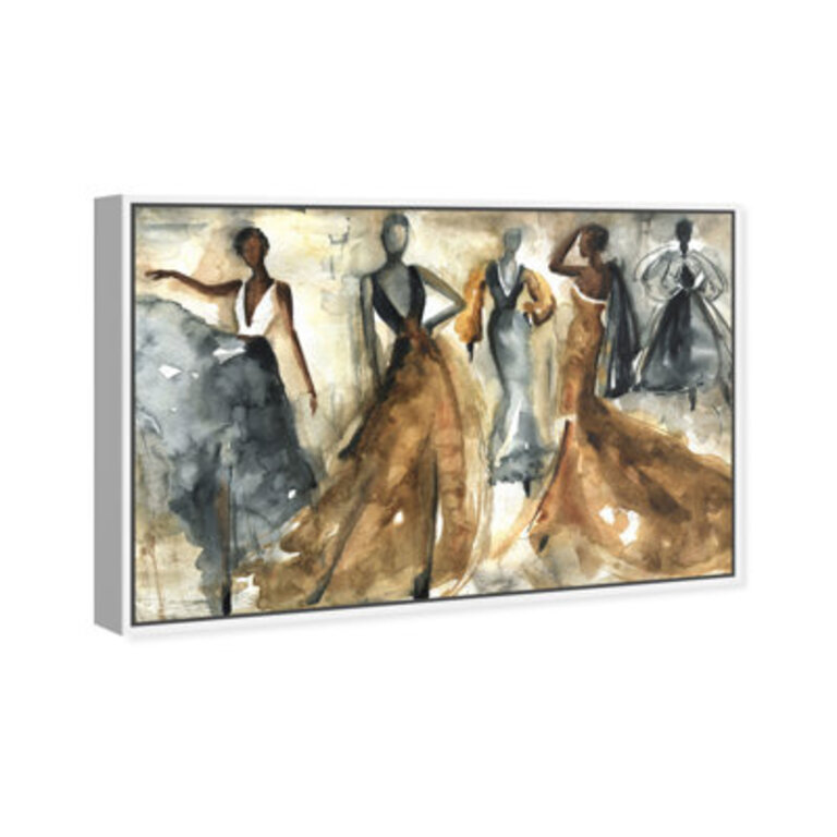 Fashion and Glam Bailando Dress - Painting on Canvas Size: 10" H x 15" W x 1.5" D, Format: White Floater Framed