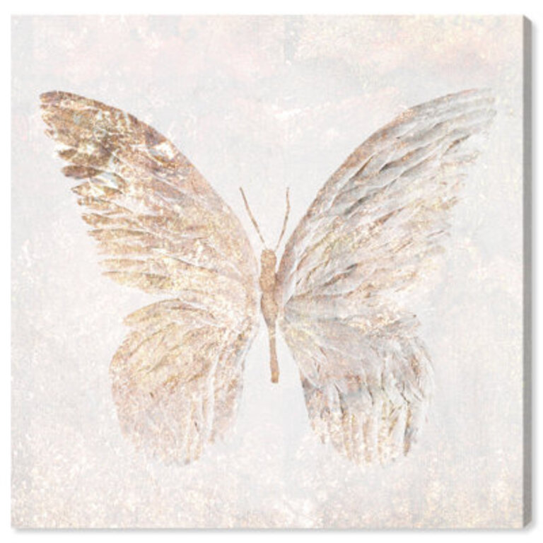 Golden Butterfly Glimmer, Champagne Butterflywings - Graphic Art on Canvas Format: Wrapped Canvas, Size: 40" H x 40" W