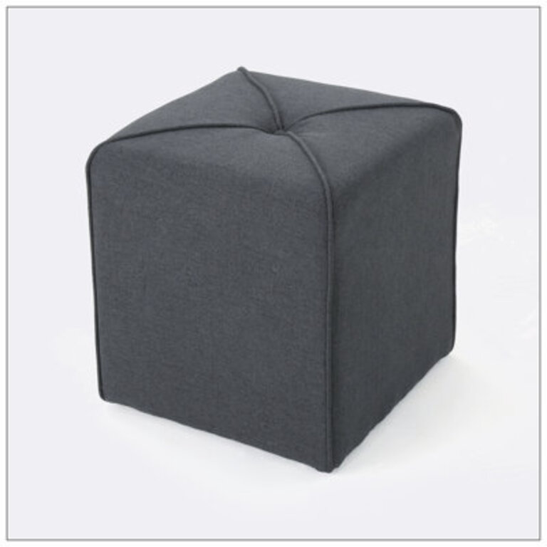 Cassella 16.5" Wide Tufted Square Cube Ottoman Body Fabric: Charcoal Gray Polyester