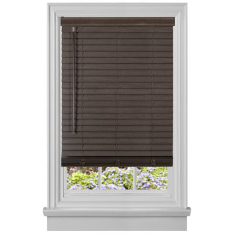 Glades Cordless Window Blinds 2" Slats Room Darkening, Wooden Vinyl Plantation and Anti-UV Treatment