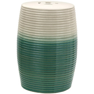 Bunderberg Ribbed Porcelain Garden Stool Color: Beige / Green
