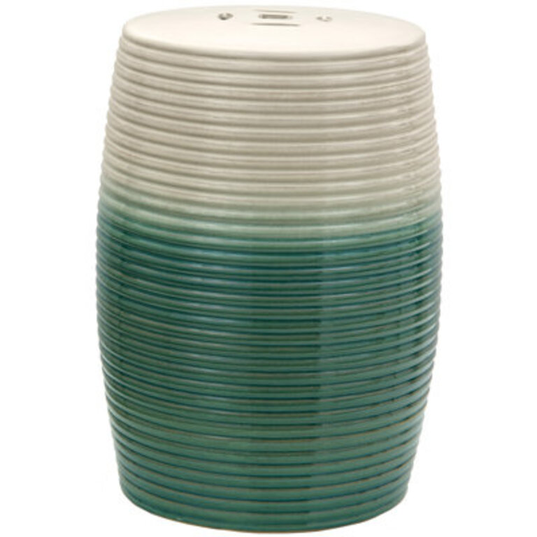Bunderberg Ribbed Porcelain Garden Stool Color: Beige / Green