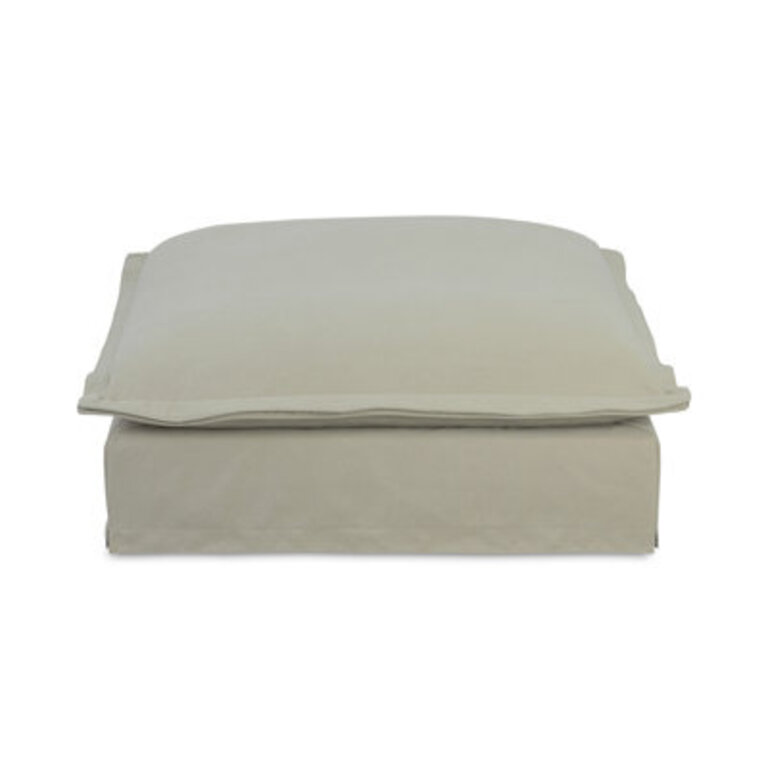 Daylen Upholstered Ottoman Fabric: Beige Basketweave