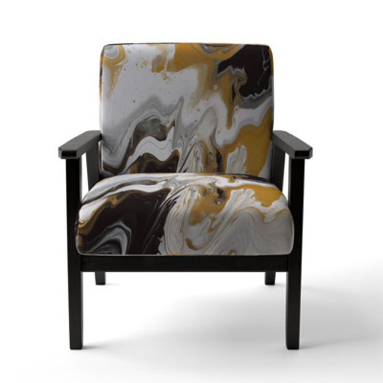 Karolus 23 Wide Fabric: Gold/Black Polyester Blend