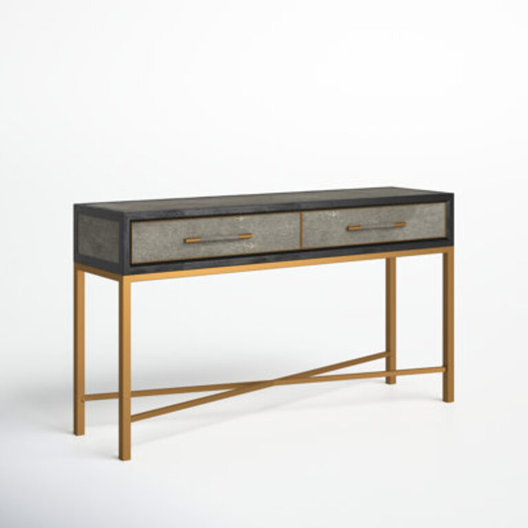Meera 59" Console Table Table Top Color: Gray, Table Base Color: Gold