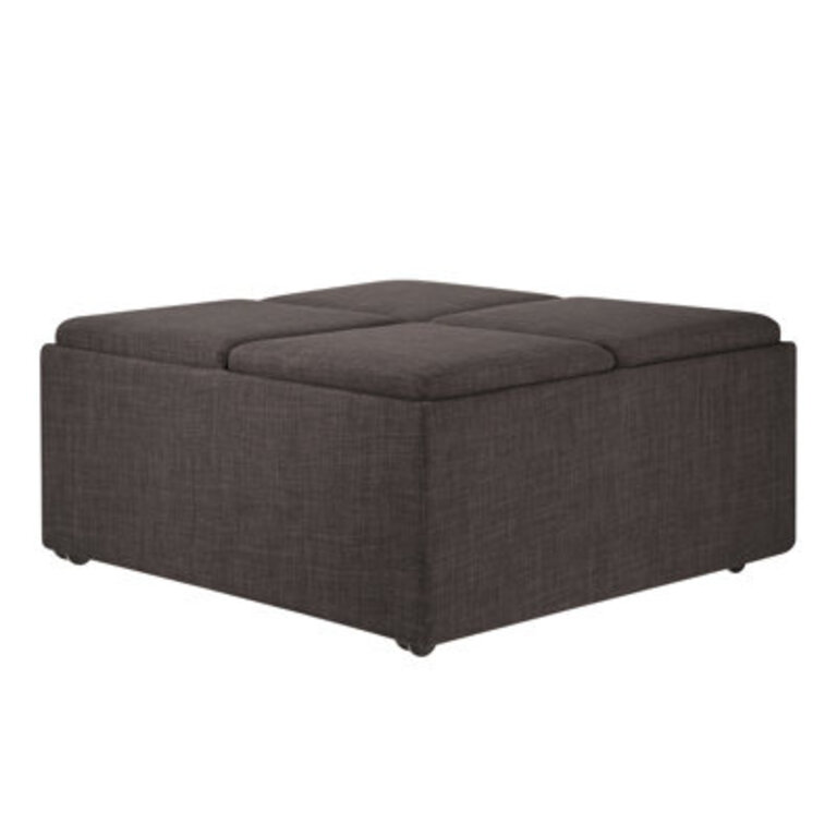 Alexee 36.2" Wide Square Ottoman with Storage Upholstery Color: Dark Gray