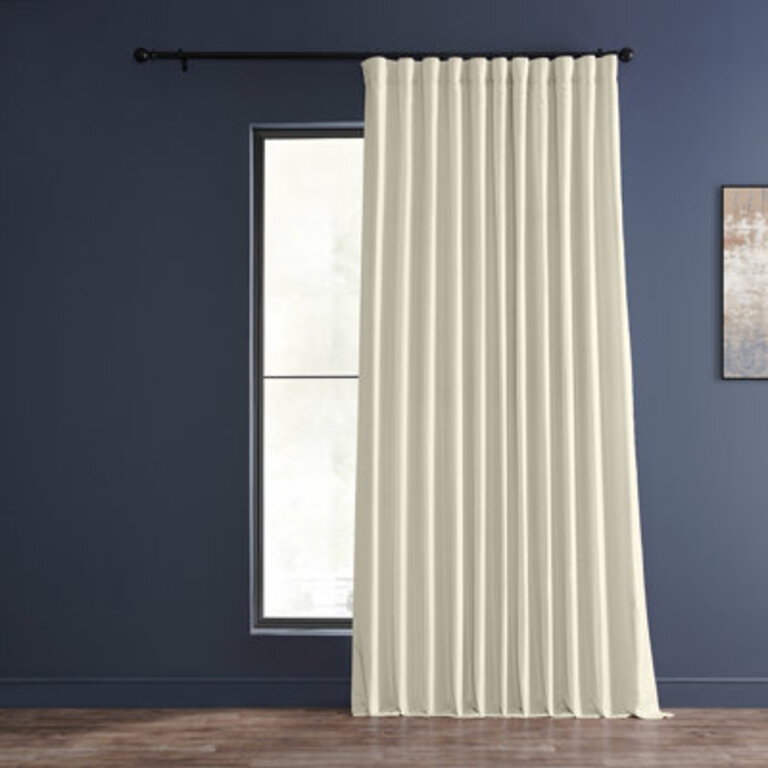 Jetset Extra Wide Textured Faux Dupioni Silk Thermal Blackout Curtains For Bedroom & Living Room Curtains 1 Panel Curtain Color: Off White, Size per Panel: 100" x 96"