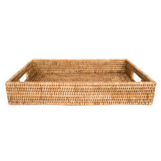 Rectangular With Cutout Handles Serving Tray Color: Honey Brown
