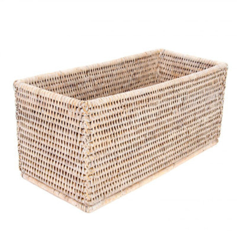 Rectangular Everything Rattan Basket Color: White Wash