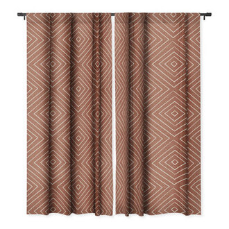 Little Arrow Design Co woven diamonds dark blue Blackout Window Curtian Set of 2 Size per Panel: 50" W x 96" L, Curtain Color: Cinnamon