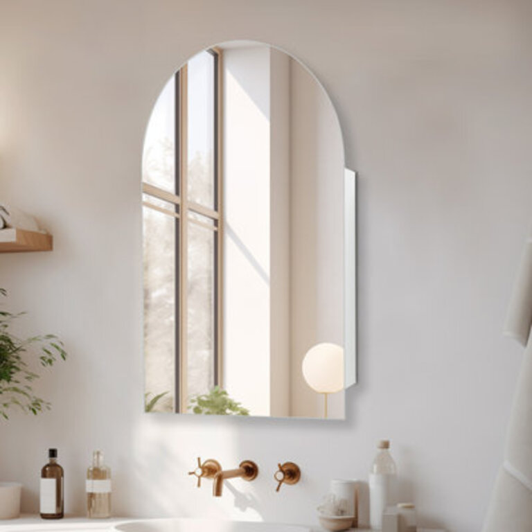 20''X30'' Arched Medicine Cabinets With Mirror, Recess Or Surface Mounted Bathroom Medicine Cabinets, 2 Adjustable Shelves Frameless Medicine Cabinet Size: 35" H x 24" W x 3.34" D