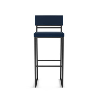 Abshir Counter & Bar Stool Seat Height: Bar Stool (30.75" Seat Height), Color: Blue Polyurethane/ Black Metal Frame