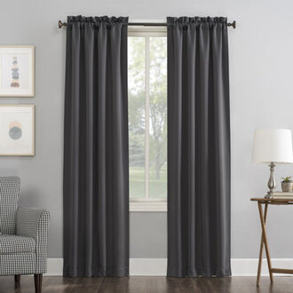 Wayfair Basics® Thermal Blackout Rod Pocket Curtain Panel Curtain Color: Charcoal, Size per Panel: 40"W x 63"L